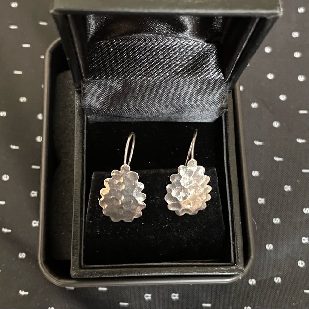 Handcrafted Silver Teardrop French Wire Earrings–Vintage